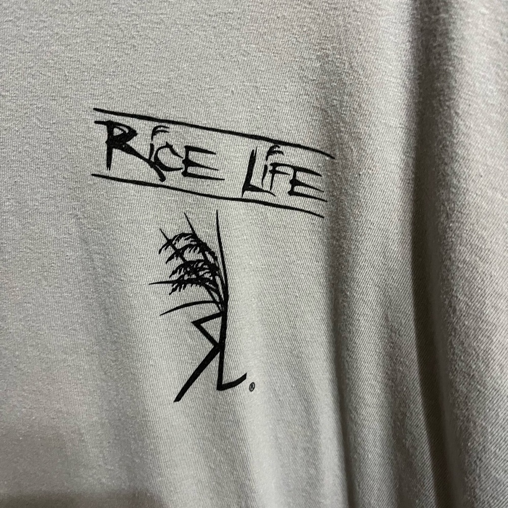 Rice Life comfort colors XLarge gray long sleeve men’s NWT T-shirt, smoke free
